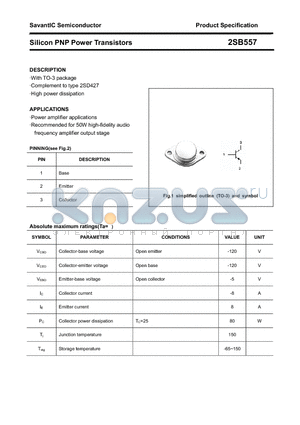 2SB557 datasheet - Silicon PNP Power Transistors