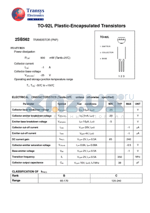 2SB562 datasheet - Plastic-Encapsulated Transistors