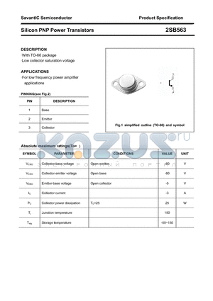 2SB563 datasheet - Silicon PNP Power Transistors