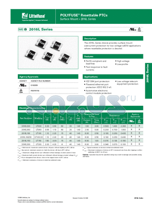 2016L030DR datasheet - POLYFUSE^ Resettable PTCs