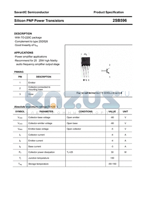 2SB596 datasheet - Silicon PNP Power Transistors