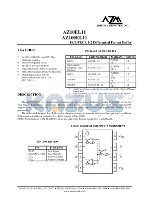 AZ100EL11 datasheet - ECL/PECL 1:2 Differential Fanout Buffer