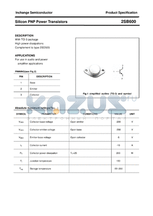 2SB600 datasheet - Silicon PNP Power Transistors