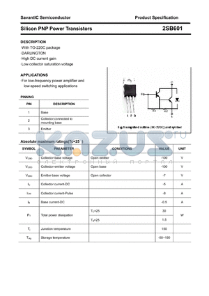 2SB601 datasheet - Silicon PNP Power Transistors