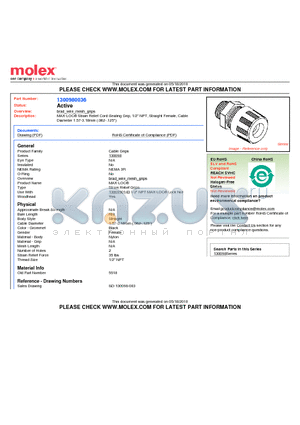 1300980036 datasheet - MAX-LOC Strain Relief Cord-Sealing Grip, 1/2