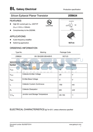 2SB624_0712 datasheet - Silicon Epitaxial Planar Transistor