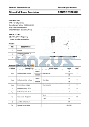 2SB632 datasheet - Silicon PNP Power Transistors