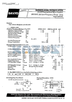 2SB632K datasheet - 25V/35V, 2A Low-Frequency Power Amp Applications