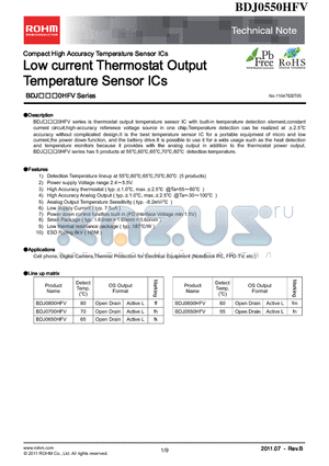 BDJ0800HFV-TR datasheet - Low current Thermostat Output Temperature Sensor ICs