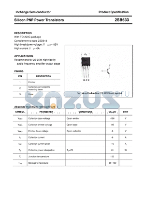 2SB633 datasheet - Silicon PNP Power Transistors