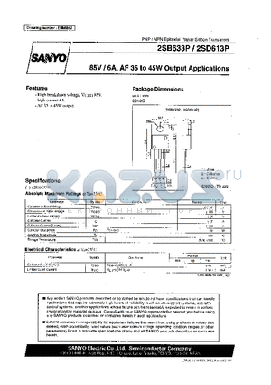 2SB633P datasheet - 85V/6A,AF 35 to 45W Output Applications