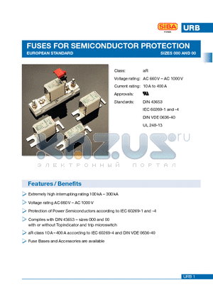 2018941 datasheet - FUSES FOR SEMICONDUCTOR PROTECTION