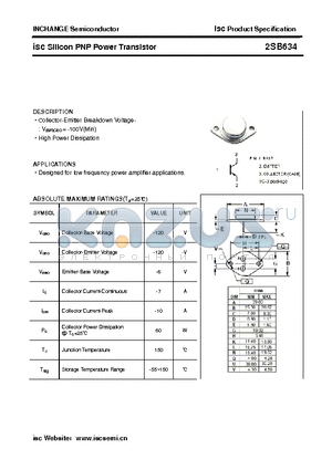 2SB634 datasheet - Silicon PNP Power Transistor