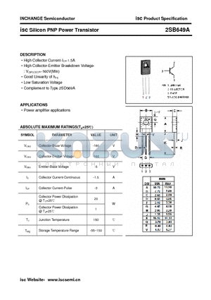 2SB649A datasheet - isc Silicon PNP Power Transistor