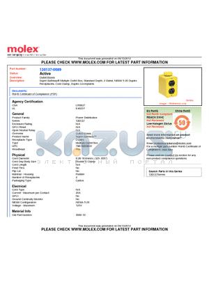 130137-0089 datasheet - Super-Safeway^ Multiple Outlet Box, Standard Depth