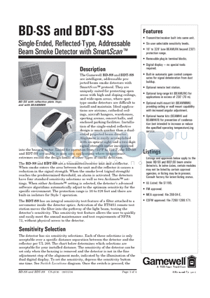 BDT-SSA datasheet - Intelligent beam smoke detector