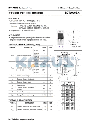 BDT30 datasheet - isc Silicon PNP Power Transistors
