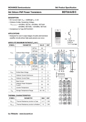 BDT30B datasheet - isc Silicon PNP Power Transistors