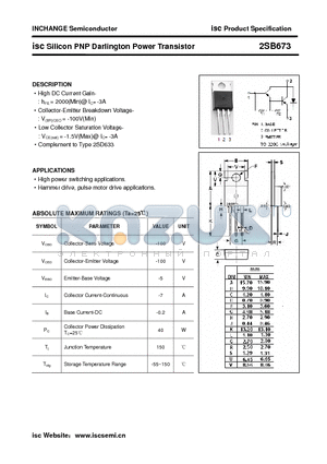 2SB673 datasheet - isc Silicon PNP Darlington Power Transistor