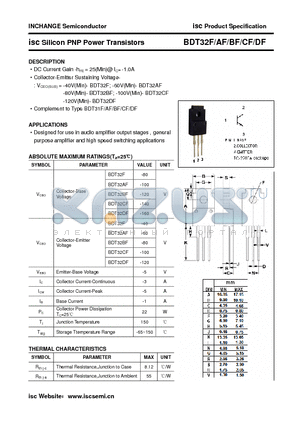 BDT32BF datasheet - isc Silicon PNP Power Transistors