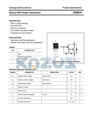 2SB674 datasheet - Silicon PNP Power Transistors