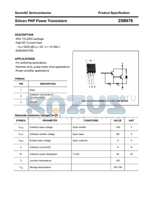 2SB676 datasheet - Silicon PNP Power Transistors