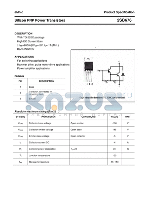2SB676 datasheet - Silicon PNP Power Transistors