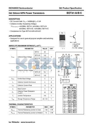BDT41 datasheet - isc Silicon NPN Power Transistors