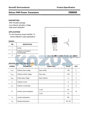 2SB689 datasheet - Silicon PNP Power Transistors