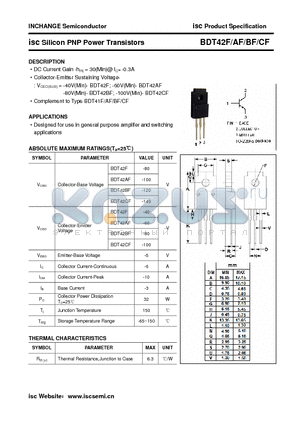 BDT42BF datasheet - isc Silicon PNP Power Transistors