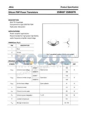 2SB697K datasheet - Silicon PNP Power Transistors