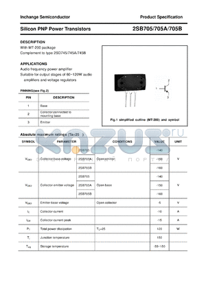 2SB705 datasheet - Silicon PNP Power Transistors