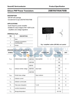 2SB705B datasheet - Silicon PNP Power Transistors