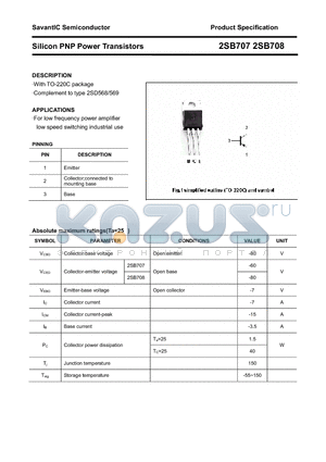 2SB708 datasheet - Silicon PNP Power Transistors