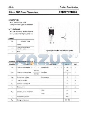 2SB708 datasheet - Silicon PNP Power Transistors