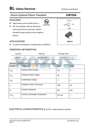 2SB709A datasheet - Silicon Epitaxial Planar Transistor