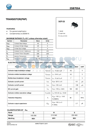 2SB709A datasheet - TRANSISTOR(PNP)