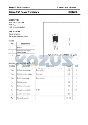 2SB720 datasheet - Silicon PNP Power Transistors