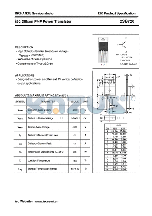 2SB720 datasheet - isc Silicon PNP Power Transistor