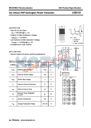 2SB727 datasheet - isc Silicon PNP Darlington Power Transistor
