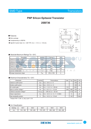 2SB736 datasheet - PNP Silicon Epitaxial Transistor