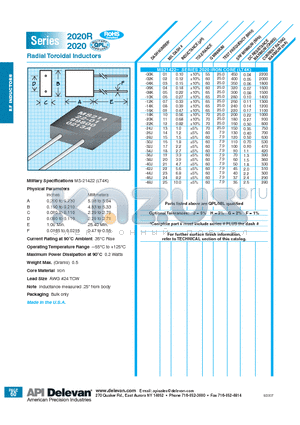 2020-08K datasheet - Radial Toroidal Inductors