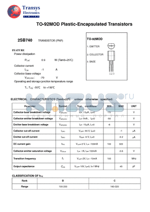 2SB740 datasheet - Plastic-Encapsulated Transistors