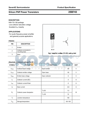 2SB743 datasheet - Silicon PNP Power Transistors