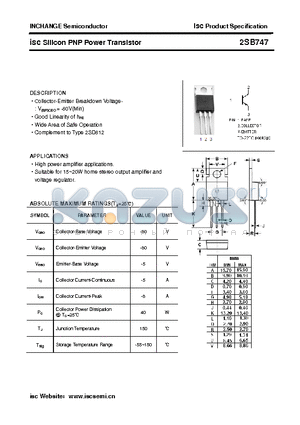 2SB747 datasheet - isc Silicon PNP Power Transistor