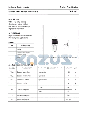 2SB753 datasheet - Silicon PNP Power Transistors