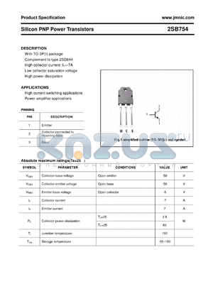 2SB754 datasheet - Silicon PNP Power Transistors