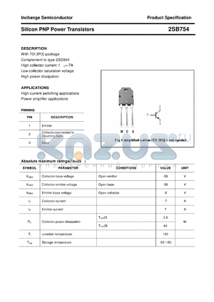 2SB754 datasheet - Silicon PNP Power Transistors