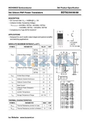 BDT82 datasheet - isc Silicon PNP Power Transistors