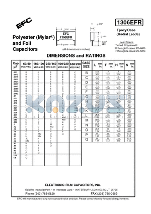 1306EFRB datasheet - Polyester (Mylar) and Foil Capacitors